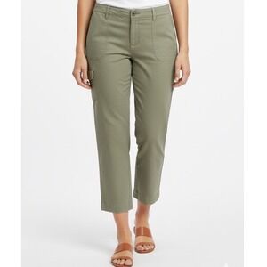 Talbots Olive Green Khaki Crop Pants Capri 16 Linen Blend Casual‎ Classic